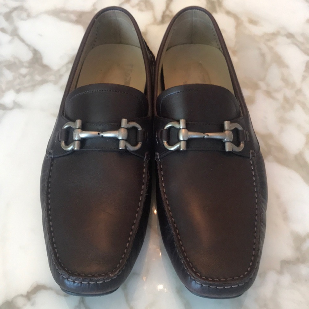 Salvatore Ferragamo men’s brown leather moccasin
